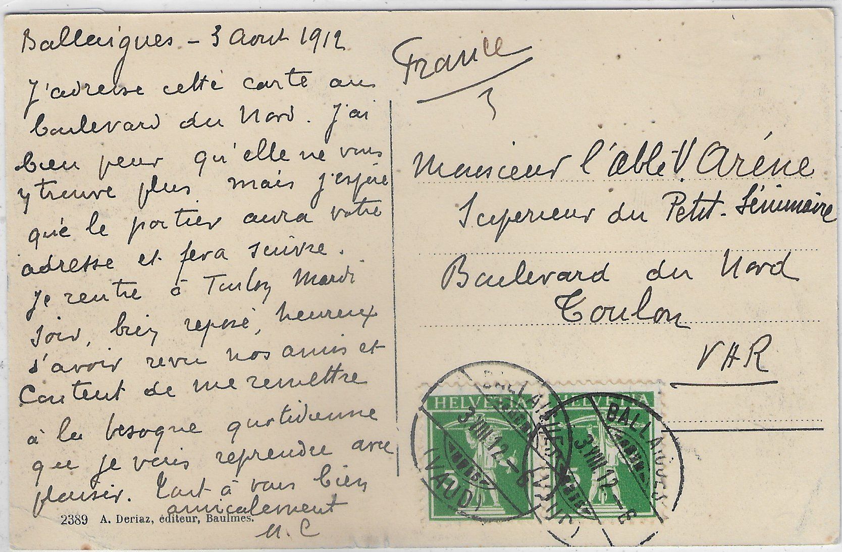 Cartoline postali: Ballaigues - Vue generale – Usato da Ettingen venduto da Kartenplanet 1