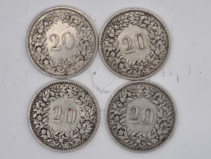 Tutti le monete: 20 rappen 1894 Lot 4 Stück – Usato da Bure venduto da chap981 1