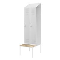 Schliessfachschrank + Bank - Umkleidespind - Grau