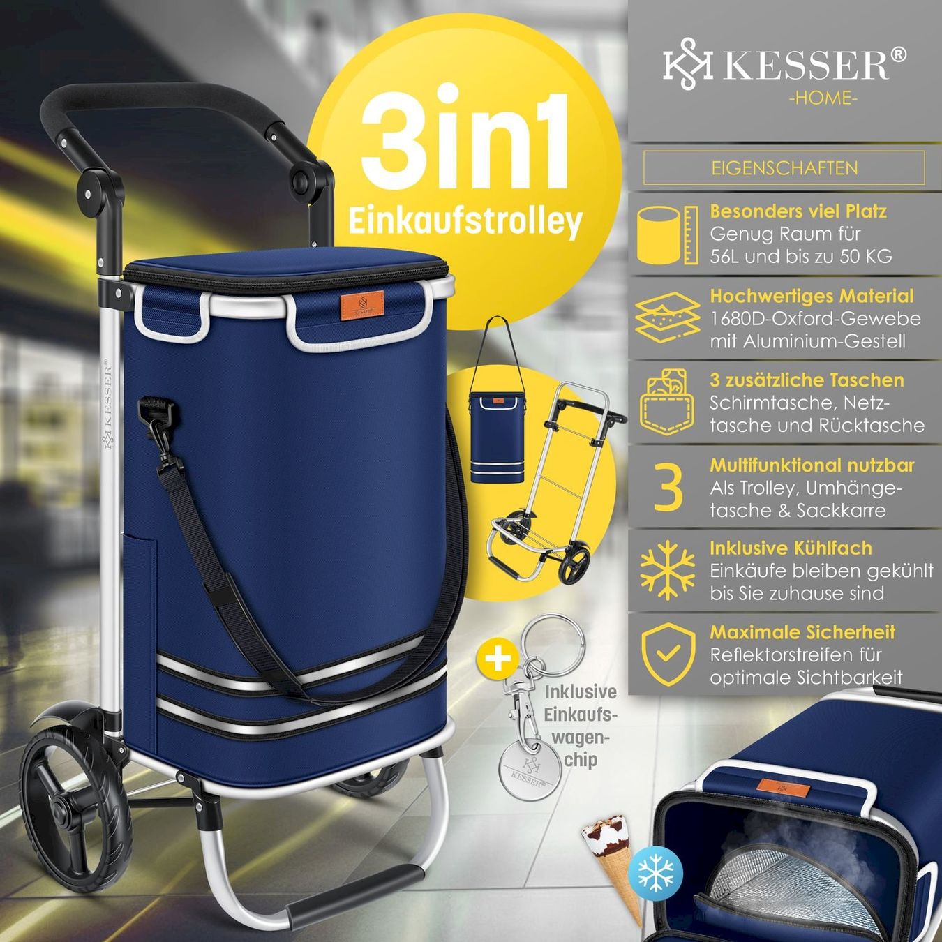 Borse: KESSER Einkaufstrolley 56L navyblau – Nuovo e nell'imballaggio originale da Bottighofen venduto da zaap 2