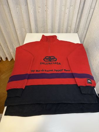 Balenciaga Red Quarter Zip BB Sweatershirt Oversized