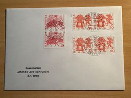 Dauerserie Helvetia Marken FDC 5.1.1979 gestempelt