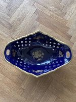 Vintage Schale Blau mit Gold Rand