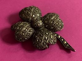 Silberbrosche pyrit-blume (silber)