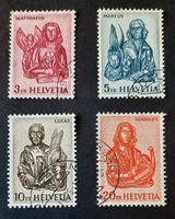 9-12-2 Timbres Helvetia oblitérés. Evangélistes 1961