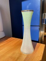 Glasvase weiss/grünlich, Goldrand, 30cm