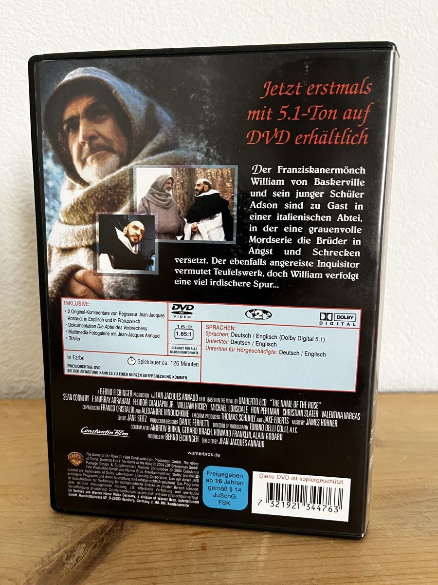 Tutti i DVDs: DVD: Der Name der Rose - Sean Connery – Usato da Bassersdorf venduto da McRob00 2