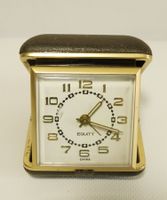 Vintage Reisewecker Equity, Klappwecker, Gold, 70er Jahre