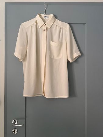 Vintage Bluse in Creme – schönes Kragendetail