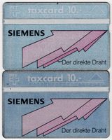 2 diverse, ungebrauchte SIEMENS Werbe Taxcards