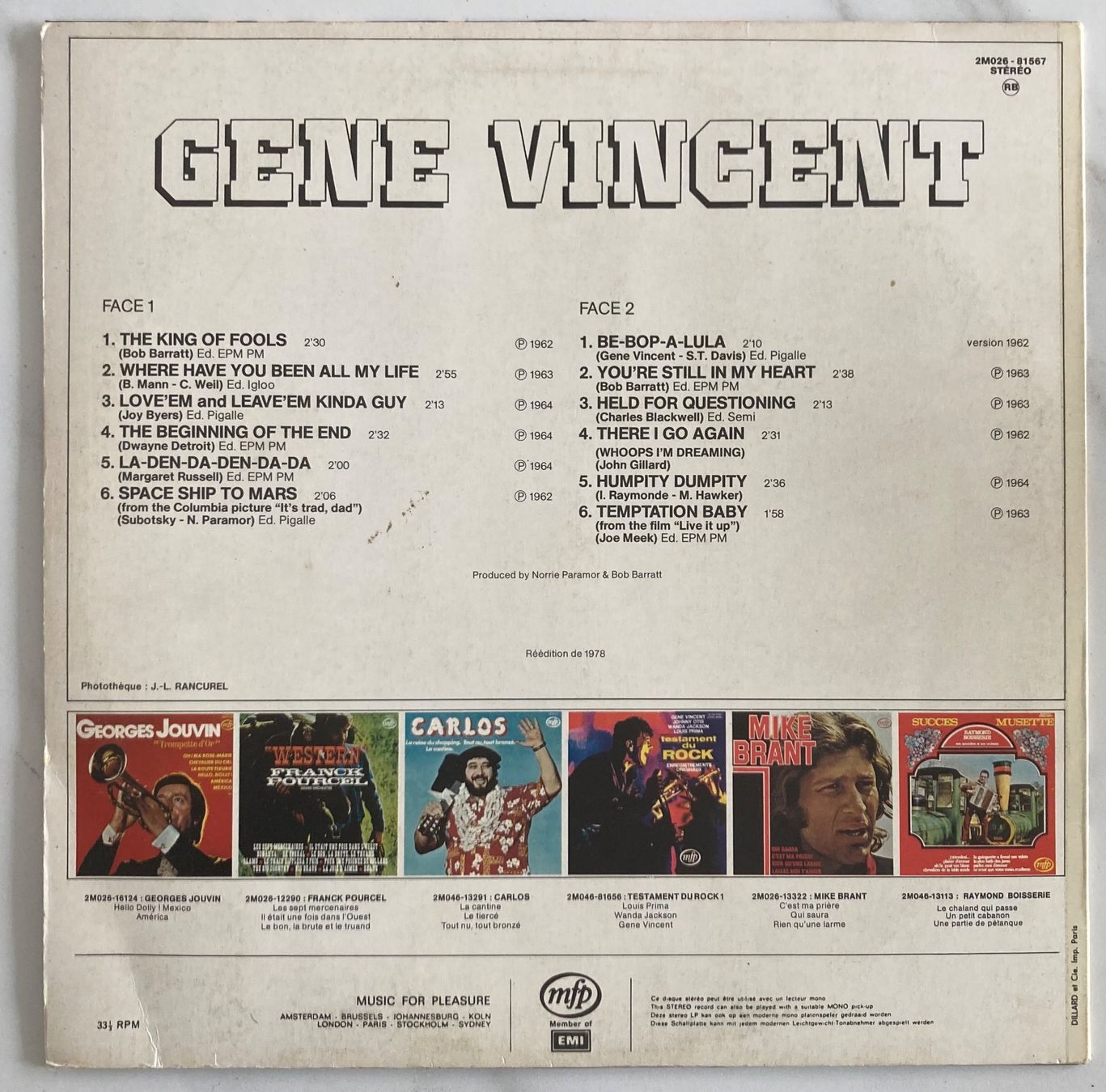 Dischi in vinile: GENE VINCENT - BE-BOP-A-LULA – Usato da Poliez-Pittet venduto da Newtown-Records 1
