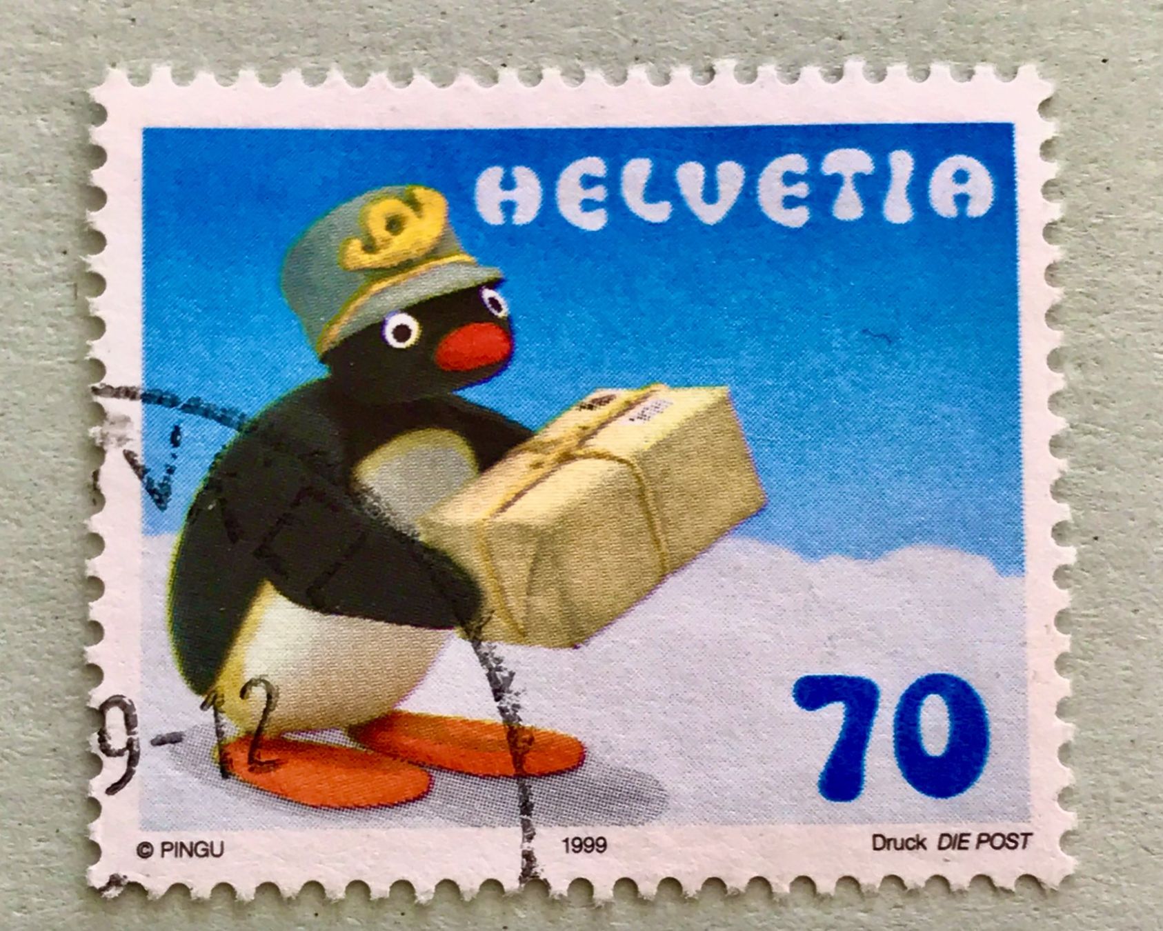 Alle Briefmarken: Nr.987 mit Stempel Klein Pingu als Postbote 1999 – Gebraucht aus Aarau von Billa007