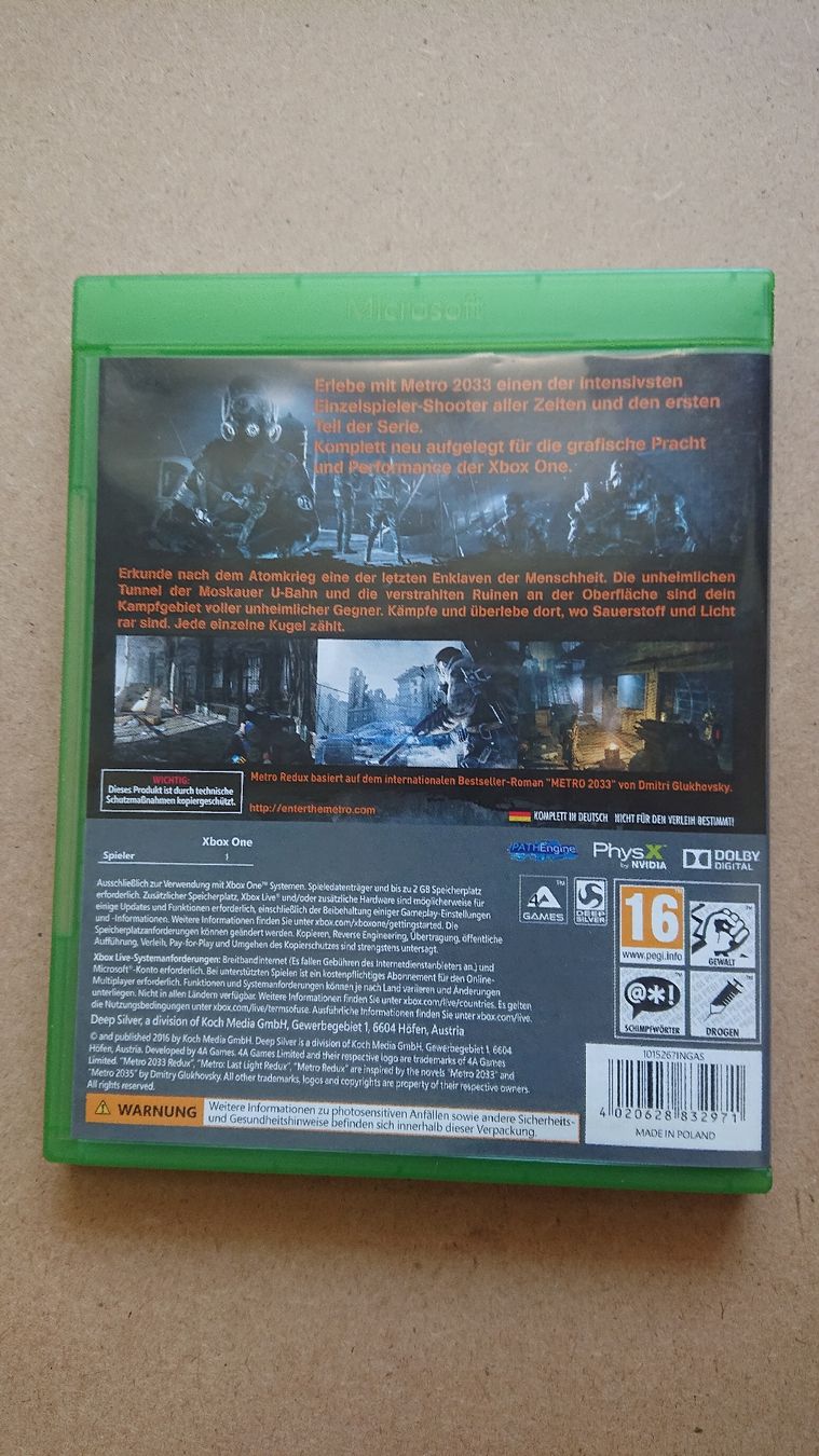 Giochi: Xbox One Spiel Metro 2033 Redux  – Usato da Chur venduto da FreakofRarity 1