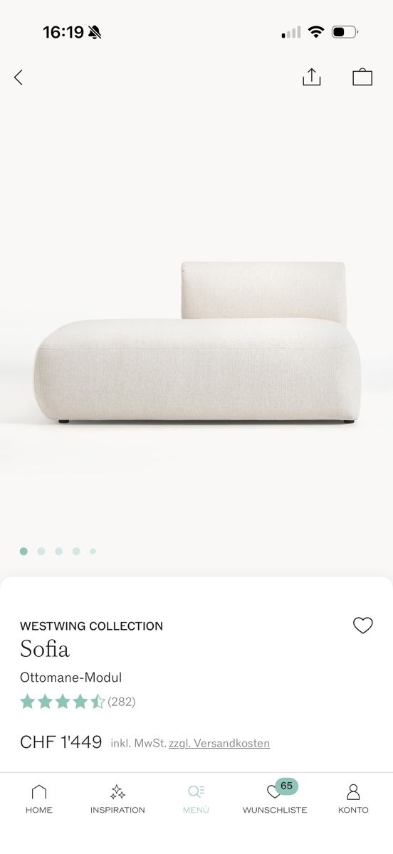 Sofas: Westwing Collection Sofia Ottomane-Modul weiss – D'occasion à Zürich par and_v5kz 2