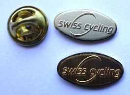 2 Pin  SWISS cycling metall goldig