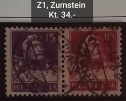 Z1,  Zusammenhängen Tell,  sauber gestempelt Kt. 34.-