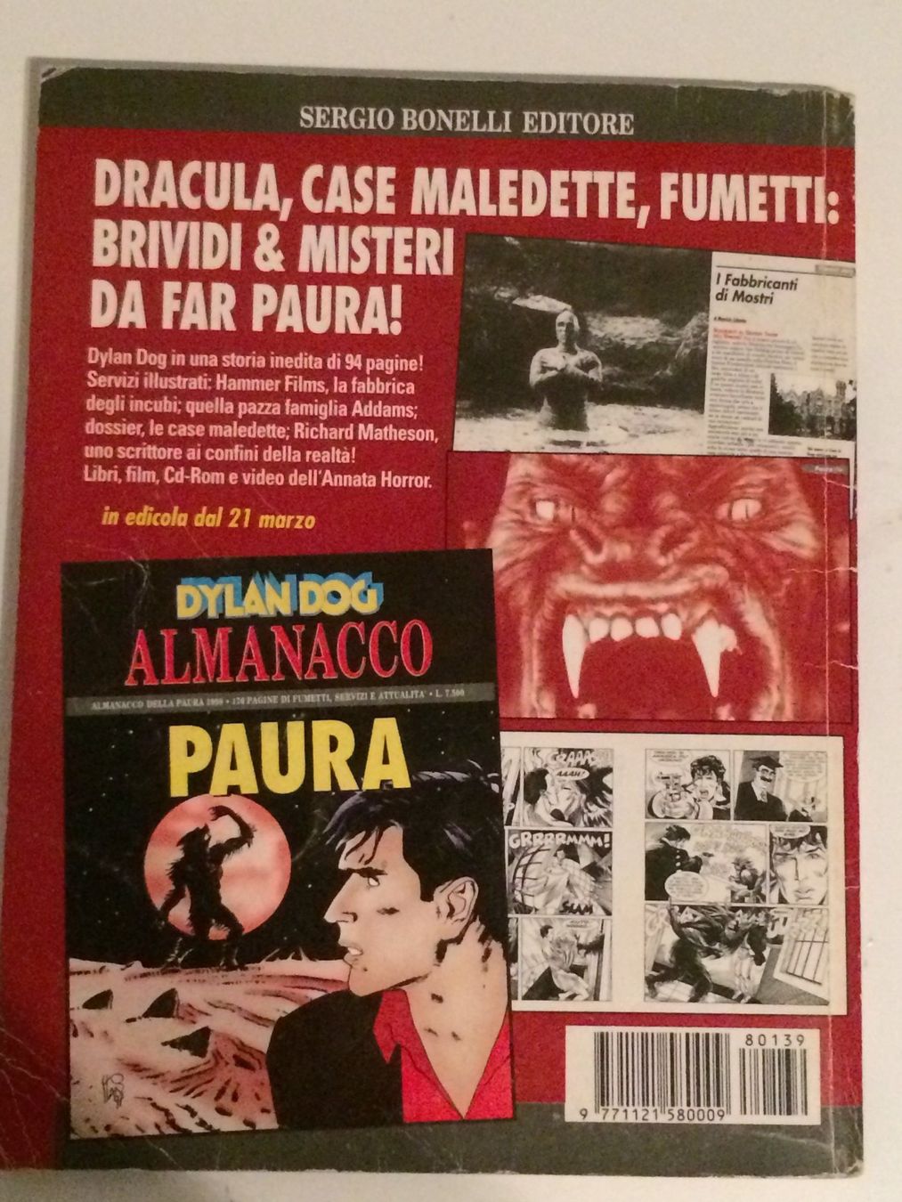 BD: DYLAN DOG  # 139 HOOK L'IMPLACABILE Sergio Bonelli‪ 1998 – D'occasion à Vezia par Aquarius_Age 1
