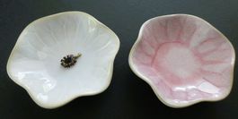 2 Schalen für Schmuck, Seife, Deko, Keramik rosa/weiss / NEU