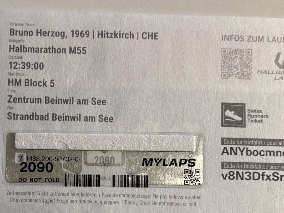 Biglietti: Hallwilerseelauf Startplatz Halbmarathon 10.10.2026 – Nuovo e nell'imballaggio originale da Hitzkirch venduto da Noel8 1