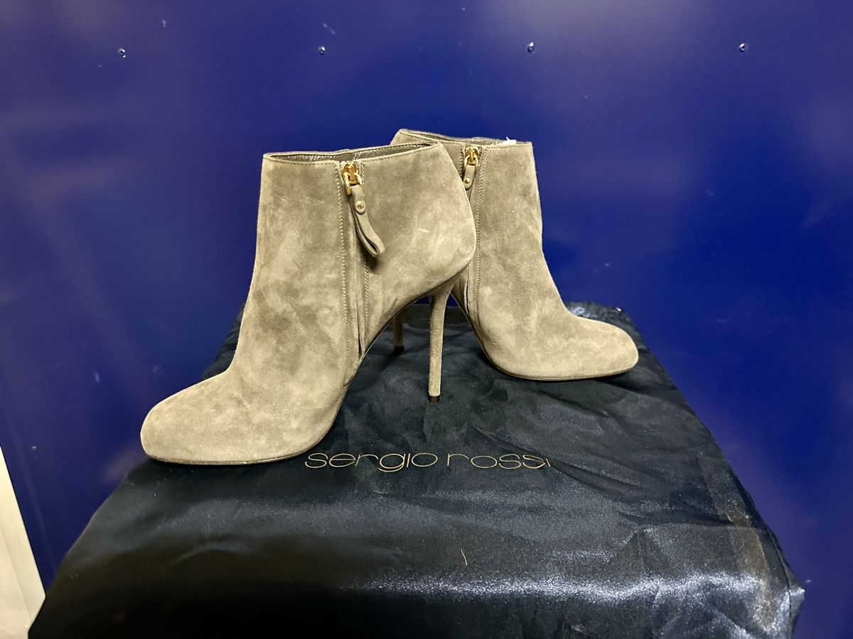 Sergio Rossi Scarpe da donna: Bottines hauts talons,Sergio Rossi,daim gris, taille 36.5. – Usato da Genève venduto da Tom6 1