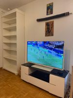TV-Möbel – Weiß mit Glasplatte – 120 × 40 × 47 cm