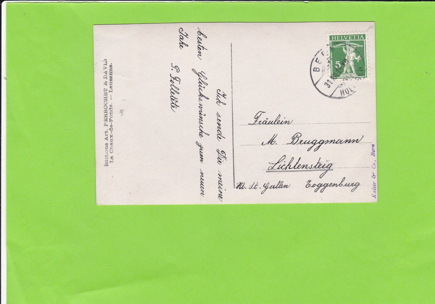 Cartoline postali: Bonne Année--1915 – Usato da St. Peterzell venduto da neckertal 1