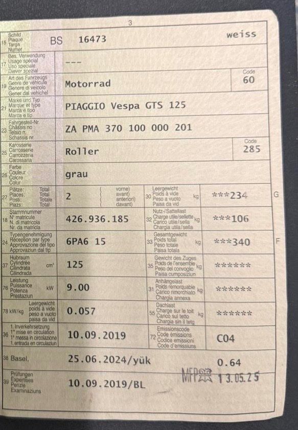Vespa Scooter: Vespa GTS 125 Super ABS/ASR – Usato da Basel venduto da Aleksandar56 5