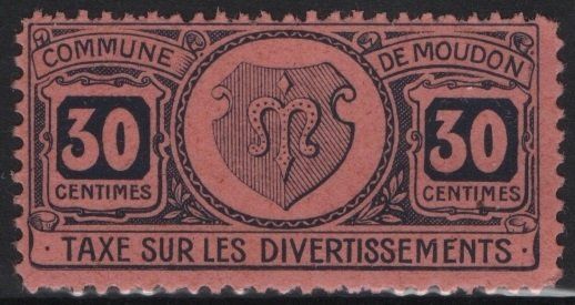 Tutti i francobolli: 30 Centimes Fiskalmarke der Commune de MOUDON – Usato da Eglisau venduto da Chperfins