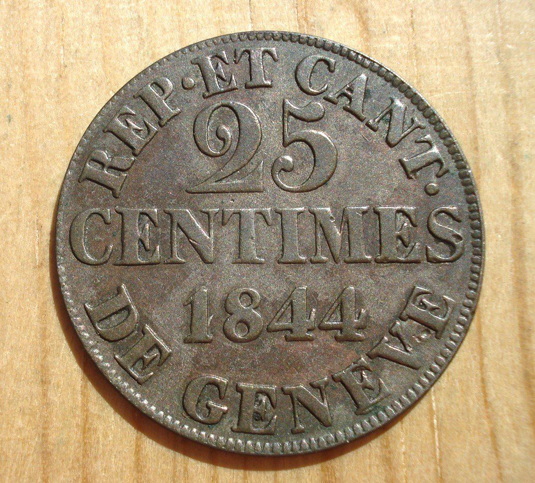 Tutti le monete: (D3) Genève 25 Centimes 1844 – Usato da Erlach venduto da Net-Coins 1