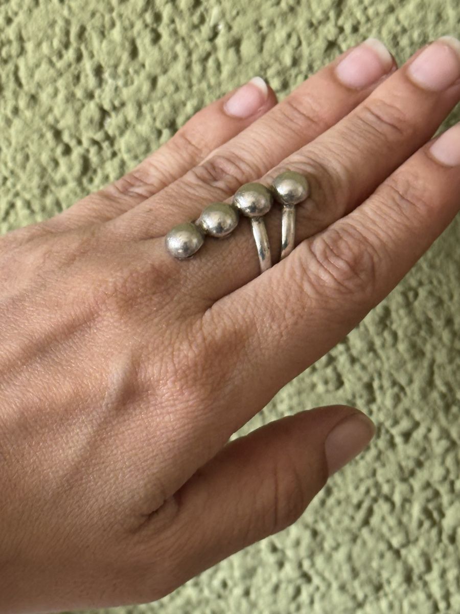 Anelli: Big Silver Tone Ball Ring - Statement Jewellery! 925 Silver – Usato da Zürich venduto da olalinda 2