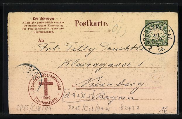 Cancelleria postale: Oberammergau, Passionsspiele 1900, Offiz – Usato da Berlin venduto da bartko-reher 1