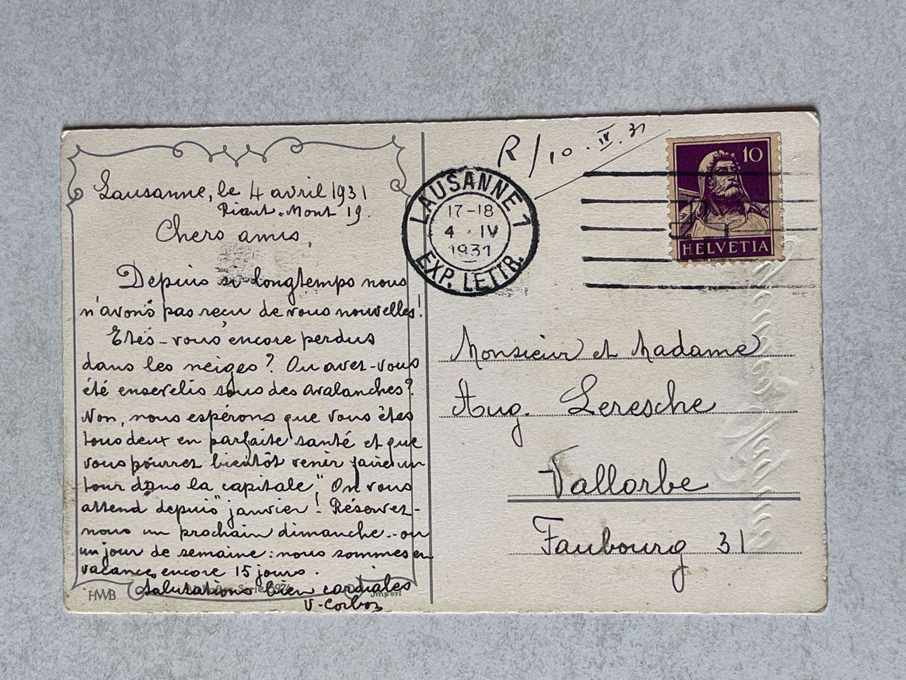Cartoline postali: Antike Osterkarte "Joyeuses Paques", 1931, – Usato da Strengelbach venduto da Aschatan5 1