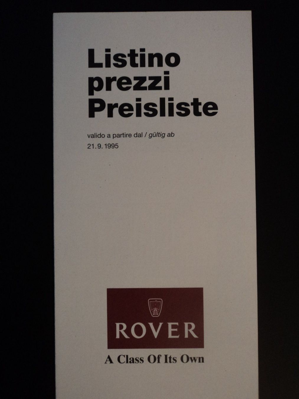 Rover Documenti: Prospekt Preisliste Rover 1995 mit 827 Coupé – Usato da Schwarzenburg venduto da modelCARama
