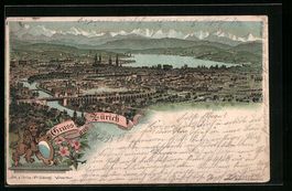 Litho Zürich, Panoramablick auf die Sta