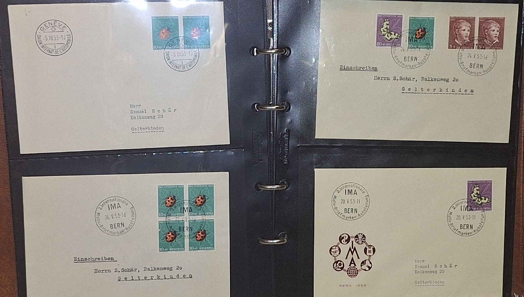 Alle Briefmarken: 44 Briefe ET / Sonderstempel mit Album – Gebraucht aus Balgach von SIMEON27 4