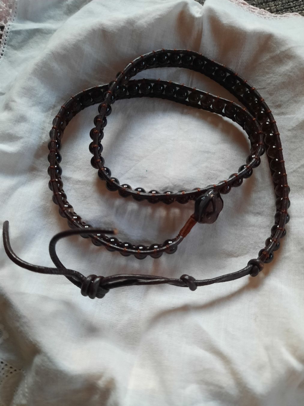 Bracciali & Braccialetti: Braunes Lederarmband mit Glasperlen – Nuovo (secondo la descrizione) da Unterterzen venduto da elebo 4