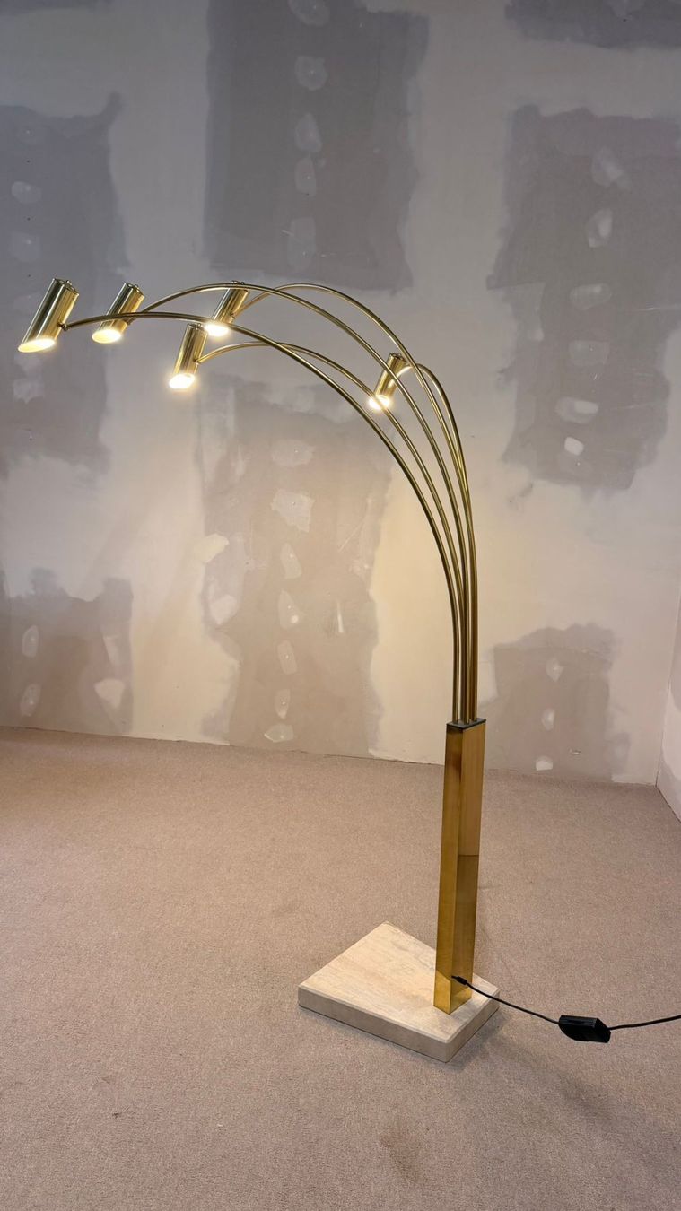 Lampade: Italienische Bogenlampe mit 5 Armen Travertin Messing – Usato da Rickenbach ZH venduto da Der-Insider 4