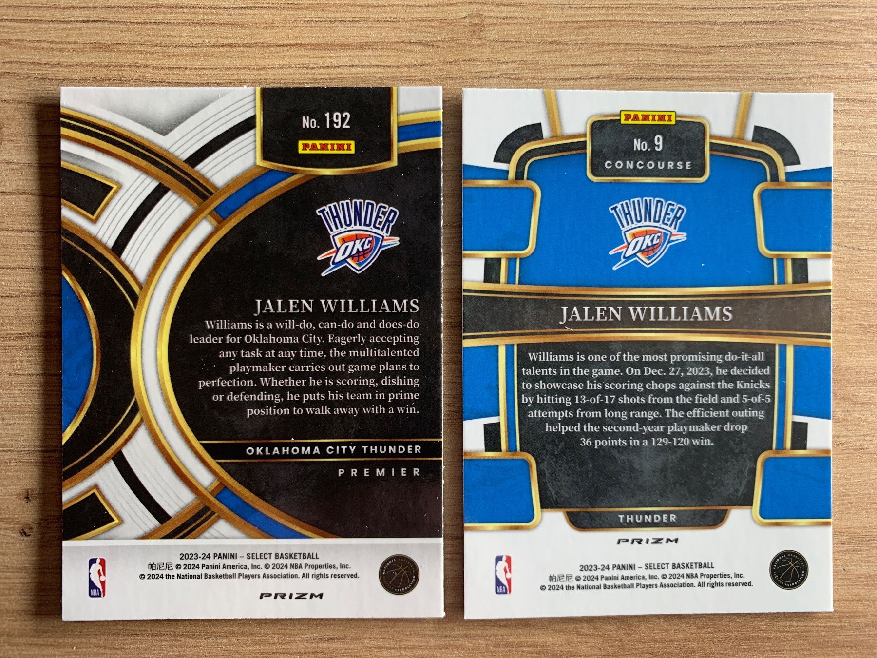 Nba Sammelbilder & Trading cards: NBA Jalen Williams RED ICE Concourse & Premier Select 23/24 – Gebraucht aus Netstal von Clutch79Cardz 1