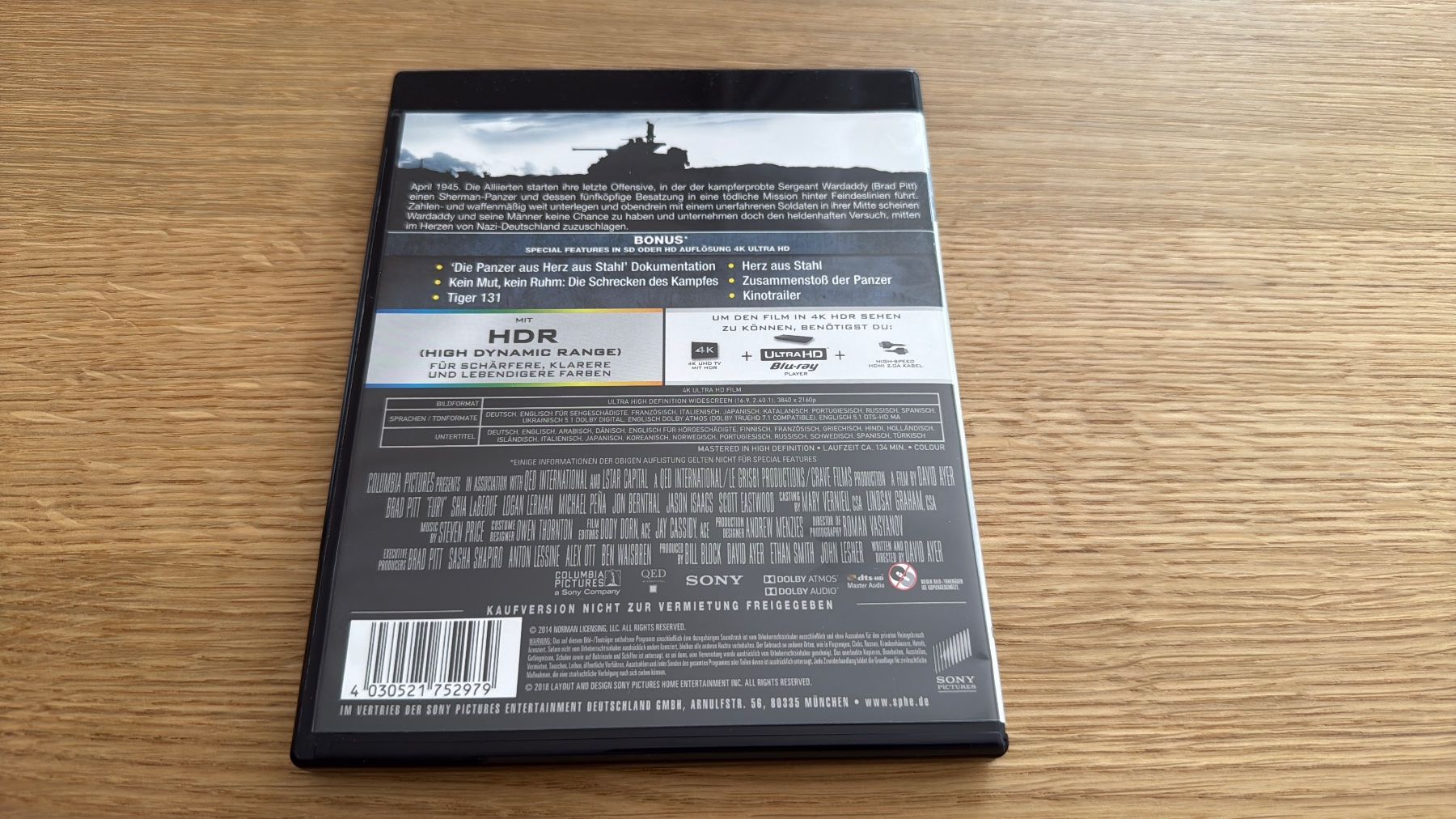 Tutti i DVDs: Fury - 4K UHD Blu-Ray – Usato da Wallisellen venduto da Art_Vendorlay 1