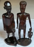 Tansania  Holzstatuen Mutter Kind / Vater, 28cm hoch