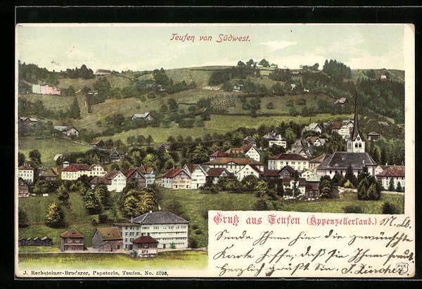Cartoline postali: AK Teufen, Teilansicht von Südwest – Usato da Berlin venduto da bartko-reher