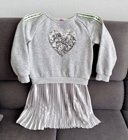 Gr 98 TOP Winter Kleid Sweatshirt mit Plissee Rock