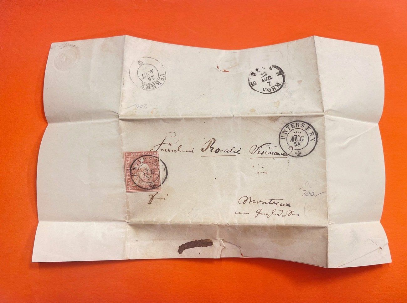 Tutti i francobolli: 1858 Kleinbrief mit Strubeli schön gestempelt – Usato da Sirnach venduto da Melisangi 1