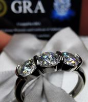 Bague argent diamant de moissanite de 1,5 ct certifié GRA
