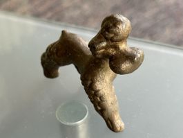 Messing Hund „Pudel“ - Figur Skulptur Statue: L 8 cm, H 7cm