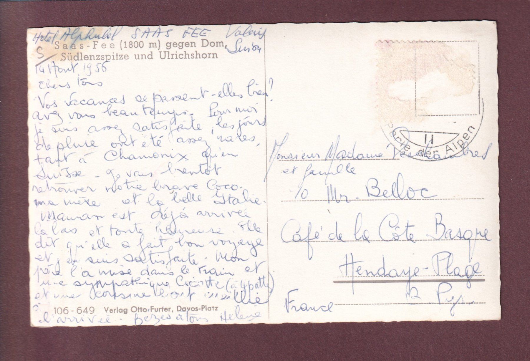Cartoline postali: SAAS-FEE gegen Dom – Usato da Pully venduto da nicecards 1