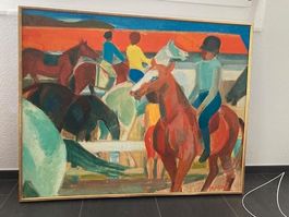 „Chevaux et jockeys“, Oel auf Leinwand, Roger MONTANÉ