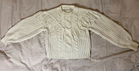 Weißer Grobstrickpullover im Boho-Stil – Größe S