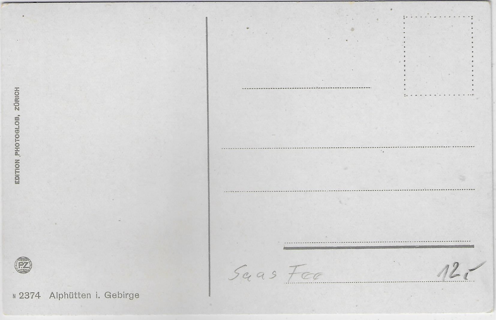Cartes postales: Saas-Fee - Alphütte - Litho – D'occasion à Ettingen par Kartenplanet 1