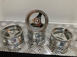 RC Felgensatz 1:10 «Chrome Vintage 3-Speichen» 26mm NEU!
